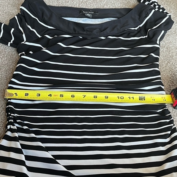 White House Black Market Women’s Black White Striped Stretch Jersey Mini Dress S - Picture 10 of 12